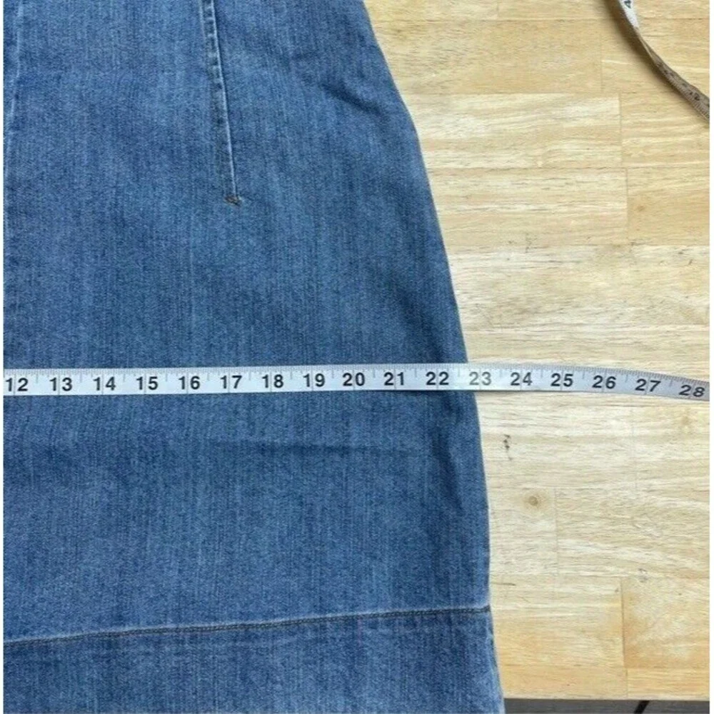 Michael Kors Stretch Denim Dress Pockets Straps Overalls Preppy 90s Size 12 NEW - Picture 12 of 13